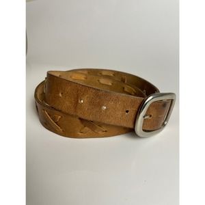 Vintage Leather Belt Brass Buckle